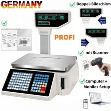 Ladenwaage Preisrechnende Marktwaage Waage mit Drucker Gemüsewaage Doppeldisplay