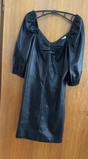 MNG Damen Kleid Kunstleder L Schwarz NEU 