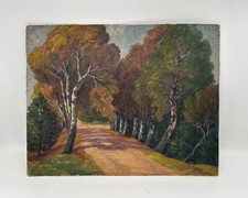 Ölbild Allee mit Birken