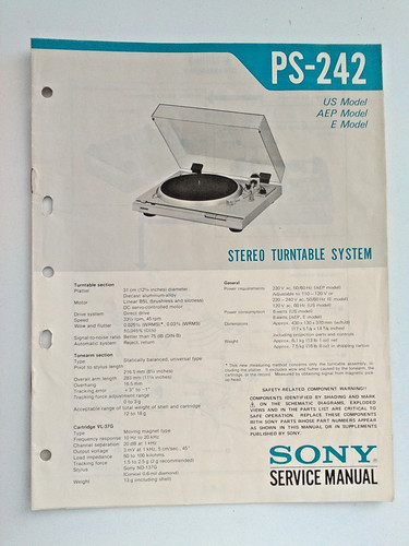 242 original sony turntable - ps-242,