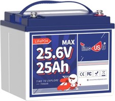 Timeusb Lithium Batterie 24V 25Ah LiFePO4 Akku 1280W Dauerlastleistung 50A BMS