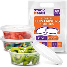 [48 Pack, 8 oz] Plastic Deli