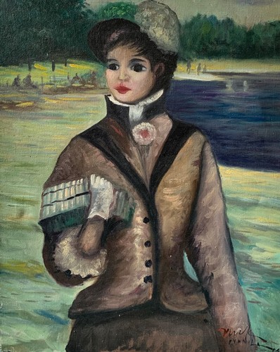 ölbild frau central park - frau,