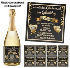 Aufkleber Sektflasche Geburtstag 18 20 30 40 50 60 70 80 90 Geschenk D428