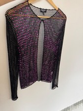 MEXX Edle Jacke Häkeljacke Gr. L schwarz mit pinken Pailletten