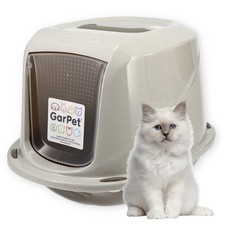 Katzenklo mit Deckel Aktivkohlefilter Katzen WC Hauben Toilette grau modern