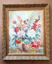 Stillleben Blumen in Vase im goldfarbenen Rahmen, Berlinn, Ölgemälde