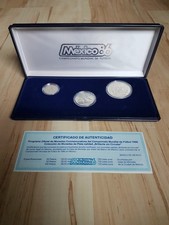Münzsammlung Fußball-Weltmeisterschaft WM 1986 Mexiko / 925er Silber PP / Pesos