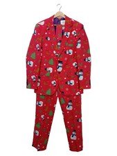 OppoSuits Herren Weihnachtsanzug Rot Gr. 48/M Grafisch Polyester