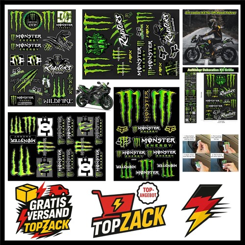 Monster energy aufkleber - set, 4