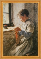 Mädchen vor Fensternische