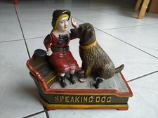 Mechanische Spardose aus den USA. Speaking Dog Gusseisen. Sammlerstück selten