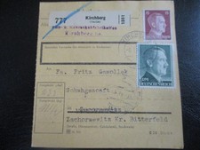 #1014 Paketkarte aus KIRCHBERG nach Zschornewitz