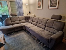 Eckcouch, L-Form, Ecksofa, Rundecke, Wohnlandschaft, Sofa, Grau