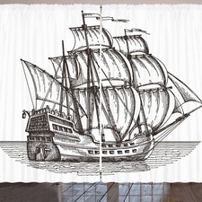 Piratenschiff Rustikale Gardine Retro Schiff auf dem Wasser