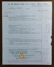1885 High Court of Justice Nachlassabteilung, Oxford Dokument re Mary Holt