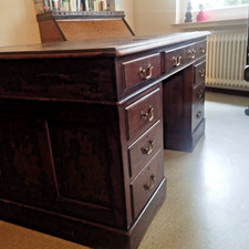 English Victorian Pedestal Desk - Cooke`s Mahagoni Partner Schreibtisch, ca 1890
