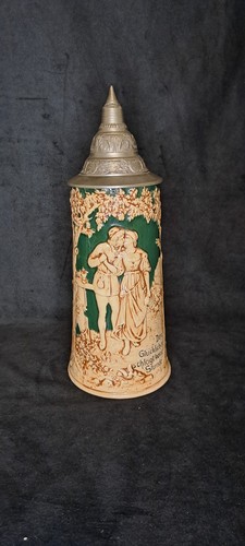 Alter bierkrug mit zinndeckel - mit,