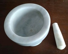 Marmor Mörser mit StößelWeiß-Grau 12x11cm 