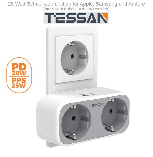 Fach mehrfachsteckdose mit - 2-fach,
