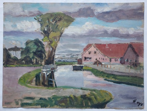 Gemälde öl landschaft hof - gemälde,