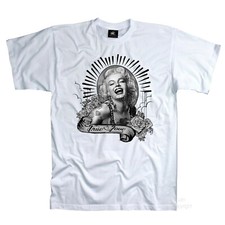 Tattoo PinUp T-Shirt Rockabilly retro stil Hollywood cinema Legend *2094 weiss