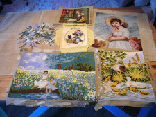 6  St. Gobelin Stickbilder Stickereien ohne Rahmen  unterschiedlich alt u. schön