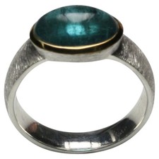 Teilvergoldeter 925er Silberring mir zauberhaftem Indigolith (Einzelstück)