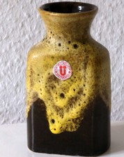 WGP Ü-KERAMIK Vase  1436 / 14 Fat Lava braun sonnengelb 60er