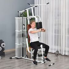 HOMCOM Gym Kraftstation Fitnessstation Multigym inkl. 45kg Gewichten Metall Weiß