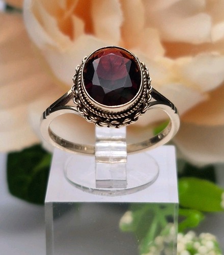 Granat solitär ring kt - solitär, 9