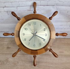Vintage Westclox Maritime Schiffe Holz Retro Klassiker Maritim Wand Rad Uhr