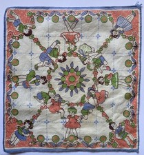 VINTAGE um 1950 RETRO KINDERGRÖSSE STOFF TASCHENTUCH TASCHENTUCH KINDER DESIGN