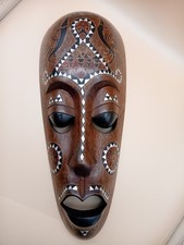 Alte Maske- Holzmaske-Handarbeit- Afrika, Asien- Perlmutt