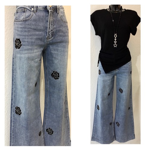 Jeans mit strass blau wide - strass,