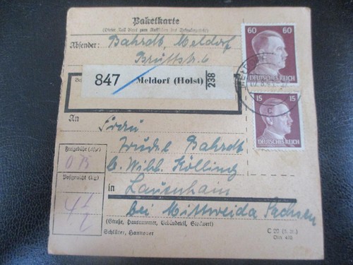 1289 paketkarte aus meldorf - paketkarte,