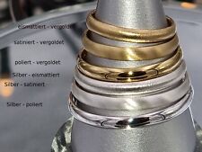 massiv Sterling Silber 925 Ring halbrund 3mm breit poliert, vergoldet, satiniert