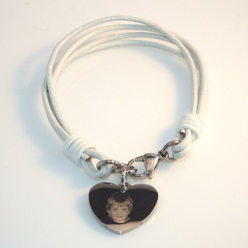 Lederarmband weiß herz - lederarmband,