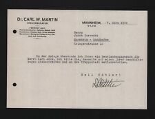 MANNHEIM, Brief 1940, Dr. Carl W. Martin Steuerberater