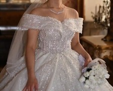 Atemberaubendes Brautkleid Prinzessin Größe 36-40 Glitzer, Perlen Wie NEU