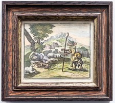 Fabeln de la Fontaine Schäfer Kupferstich Henrik Cause koloriert Rahmen 1728