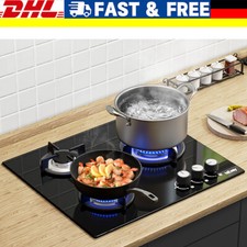 Gaskochfeld 60cm Gasherd 3 Brenner Gaskochfeld elektrische Zündung Glaskeramik 