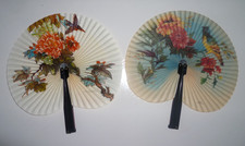 2 Fächer Handfächer Faltfächer Papier Blumenmuster