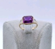 Ring Gold 333er mit Saphir Synthetisch Hergestellt und Diamantsplitter Goldring 