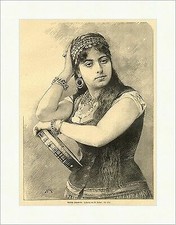 Russische Zigeunerin Polkow Tracht Schmuck original Holzstich SUPERPREIS X 1838