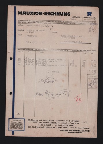 Saalfeld saale rechnung 1941 - saalfeld/saale,,