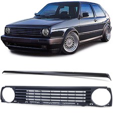 Kühlergrill ohne Emblem Schwarz mit Grillspoiler passt für VW Golf 2 1983-1991