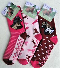 3 Paar ABS Socken,Stoppersocken  für Kids,Gr.19/22 -  Gr.35/38, "Pferde"