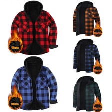 Herren Winter Holzfäller Hemd Kariert Hemd Jacke gefüttert Hoodie Arbeitsjacke