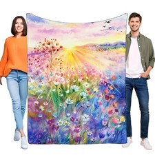 Bunte Blumenlandschaft Decke